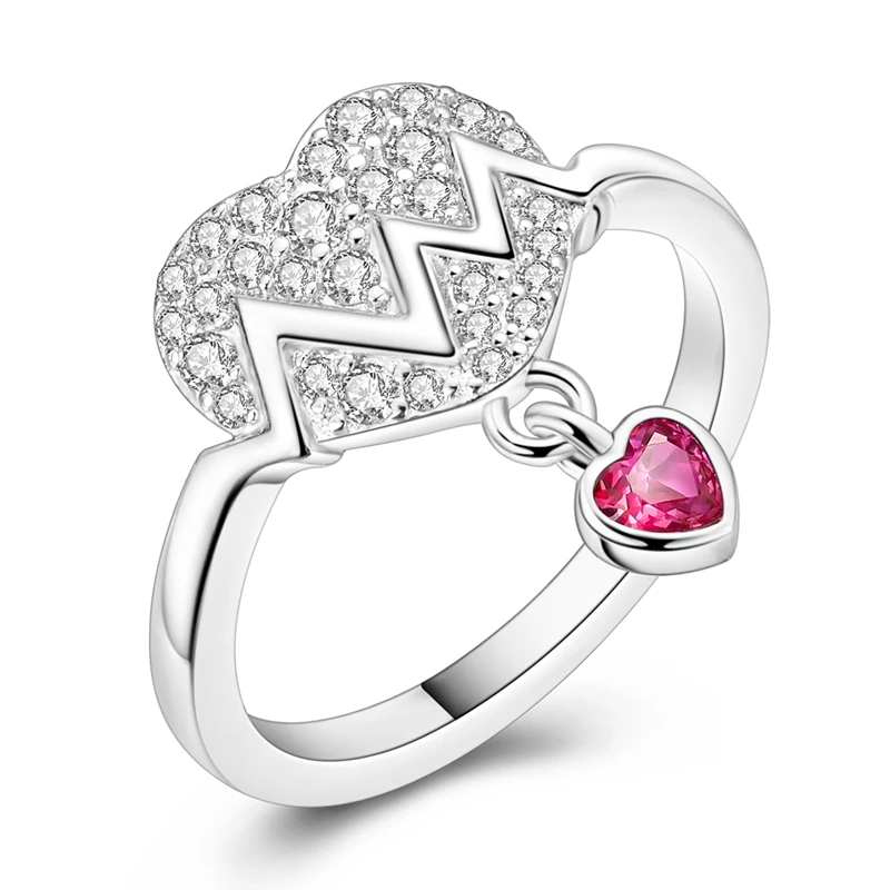 

Original 925 Sterling Silver Heartbeat Ring For Women Girls Jewelry Birthday Anniversary Gifts