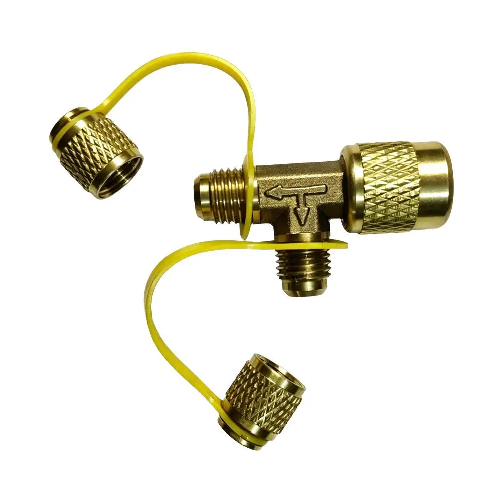 Air Conditioning Refrigerant Three Way Switching Valve Conversion Connector Brass Dual Interface Metric Imperial Tool 2026