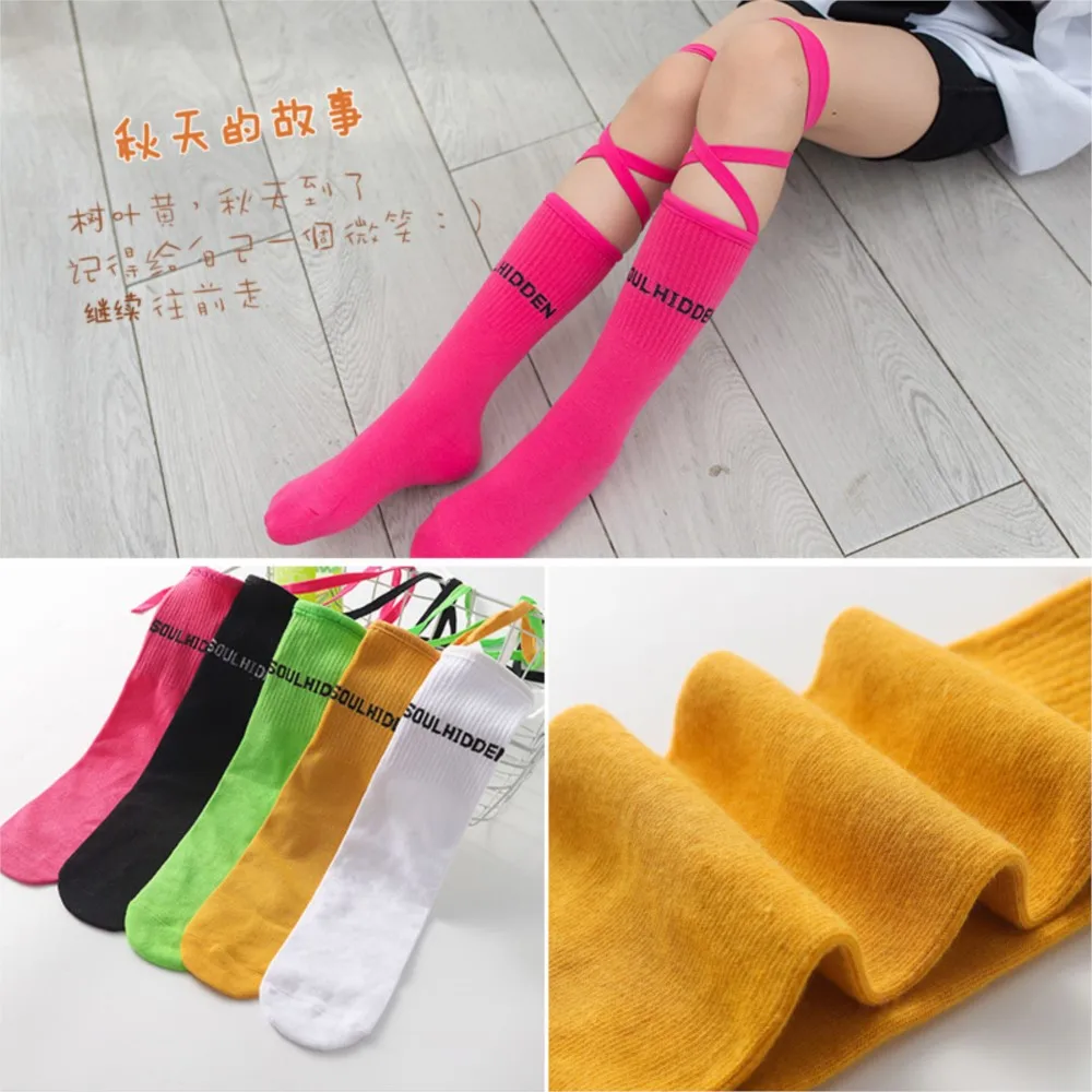 In the spring and autumn tide bind socks in tube sock children crus socks stockings bound fluorescent color half tube sock