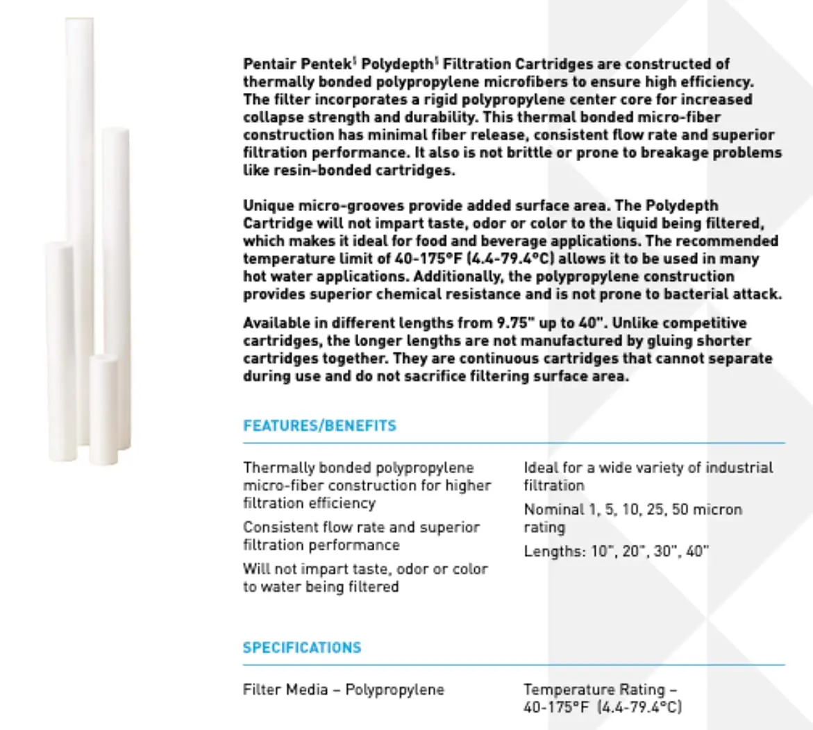 4 Packung Polypropylen pp Sediment 5 Mikron P5-478 Wasserfilter patrone