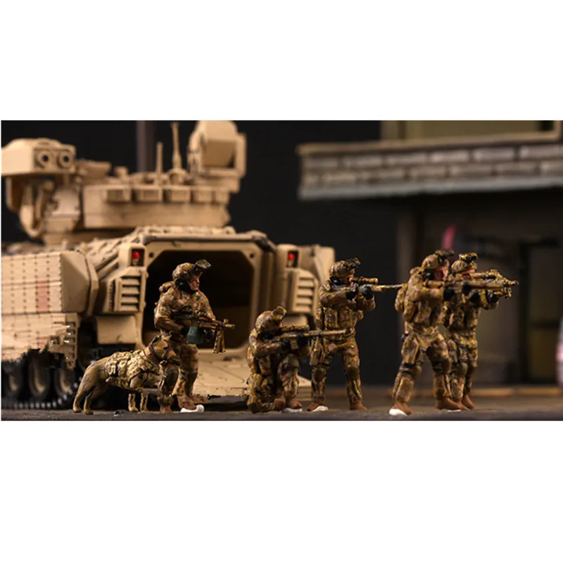 1:72 Scale Model 6 Pcs US Navy SEALS Army 6 Soldiers With Dog Action Figure Toys Scene Accessory Display Collection Dolls Gifts