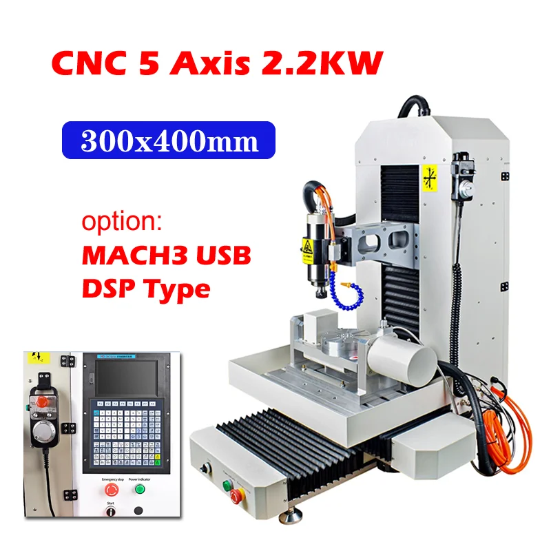 5 Axis CNC 3040 2.2KW Steel Structure CNC Router XYZAC Axis Closed Loop Servo Motor Steel Engraving Milling Cutting Machine