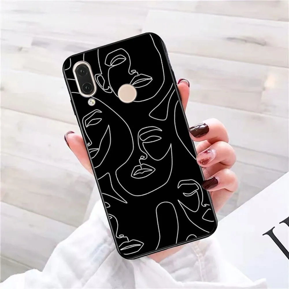 Black Stick Figure Outline  Phone Case For Redmi 5 6 7 8 9 10 plus pro 6 7 8 9 A GO K20 K30 K40 pro plus F3 Fundas