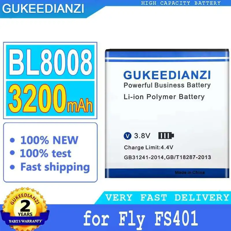 

Mobile Phone Battery BL8008 3200Mah Long Lasting For Fly FS401 Fast Charging