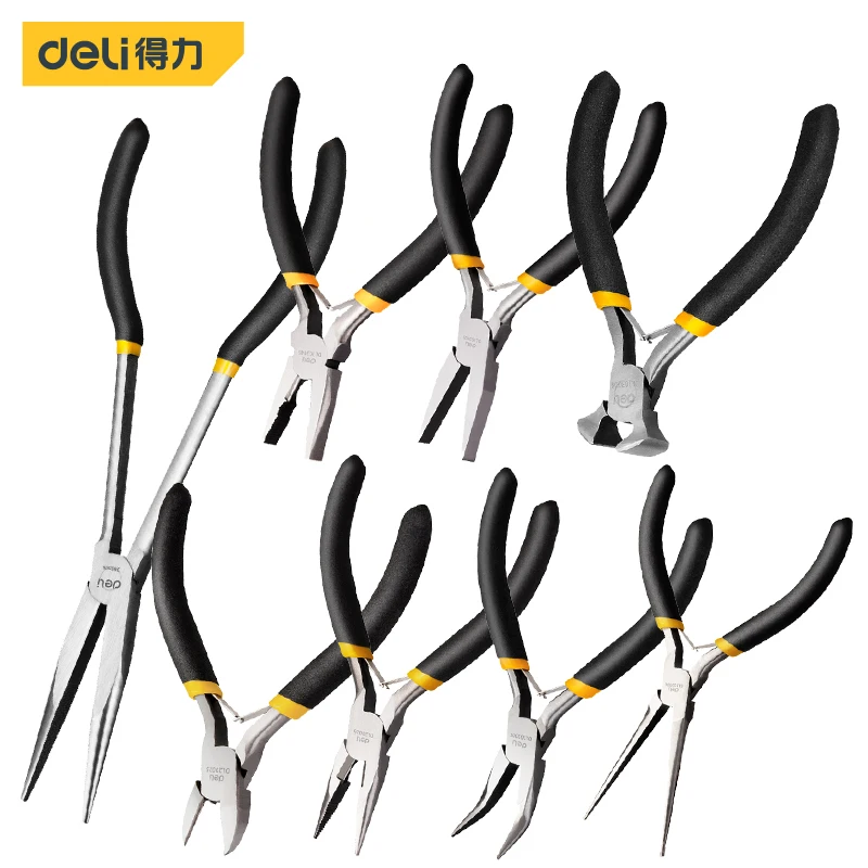 Deli-aço Carbono Durável Forjando Alicadores de Jóias Mini Alicatadores Leves Ferramentas Manuais Portáteis Redondo Liso Nariz Longo 1pc