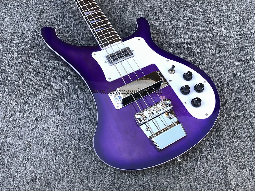 Electric Bass Guitar,4 String Bass, Purple Color, Rosewood Fingerboard, Pickguard White, 4003 High Quality, free shipping