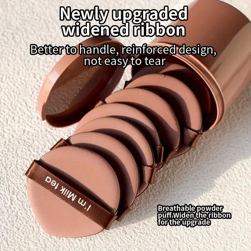 Esponjas de maquillaje con cojín de aire, 7 Uds., con caja de almacenamiento, redondas/en forma de gota de agua, esponja reutilizable, uso seco y húmedo, herramientas para cosméticos