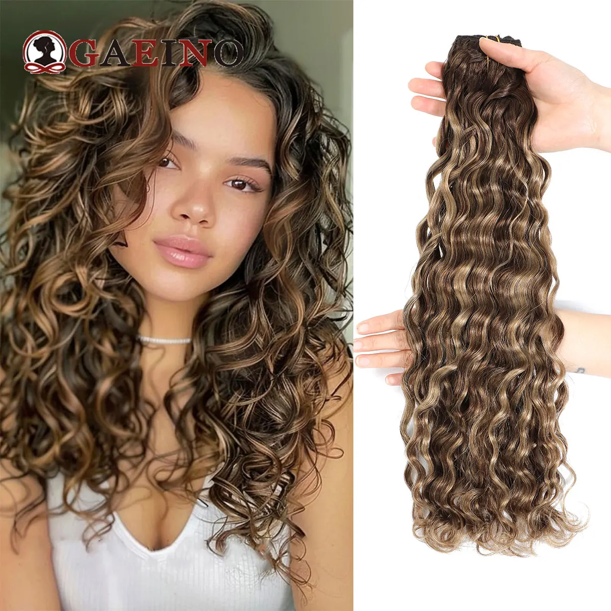 

12A Clip In Human Hair Extensions 7Pcs/Set 100% Remy Human Hair Water Wave 120G Curly Clip In Full Head For Women 14-24Inch