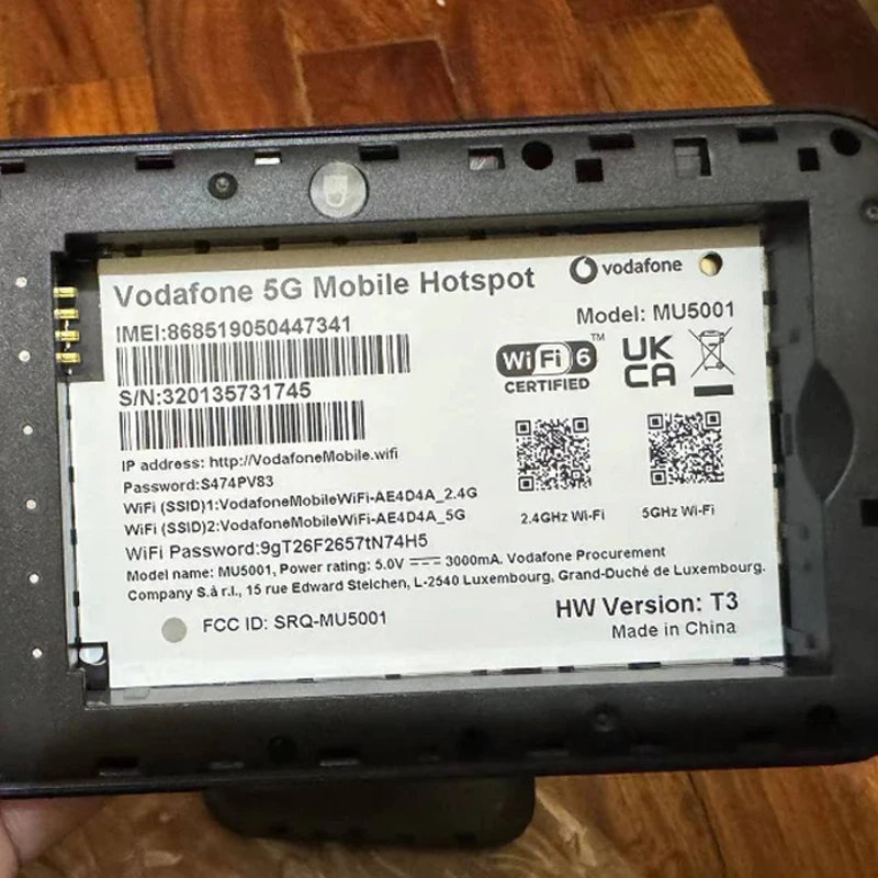 Imagem -02 - Vodafone-roteador sem Fio com Slot para Cartão Sim Mu5001 5g Lte Repetidor de Desbloqueio Portátil Bolso Hotspot ao ar Livre Bateria 4500mah