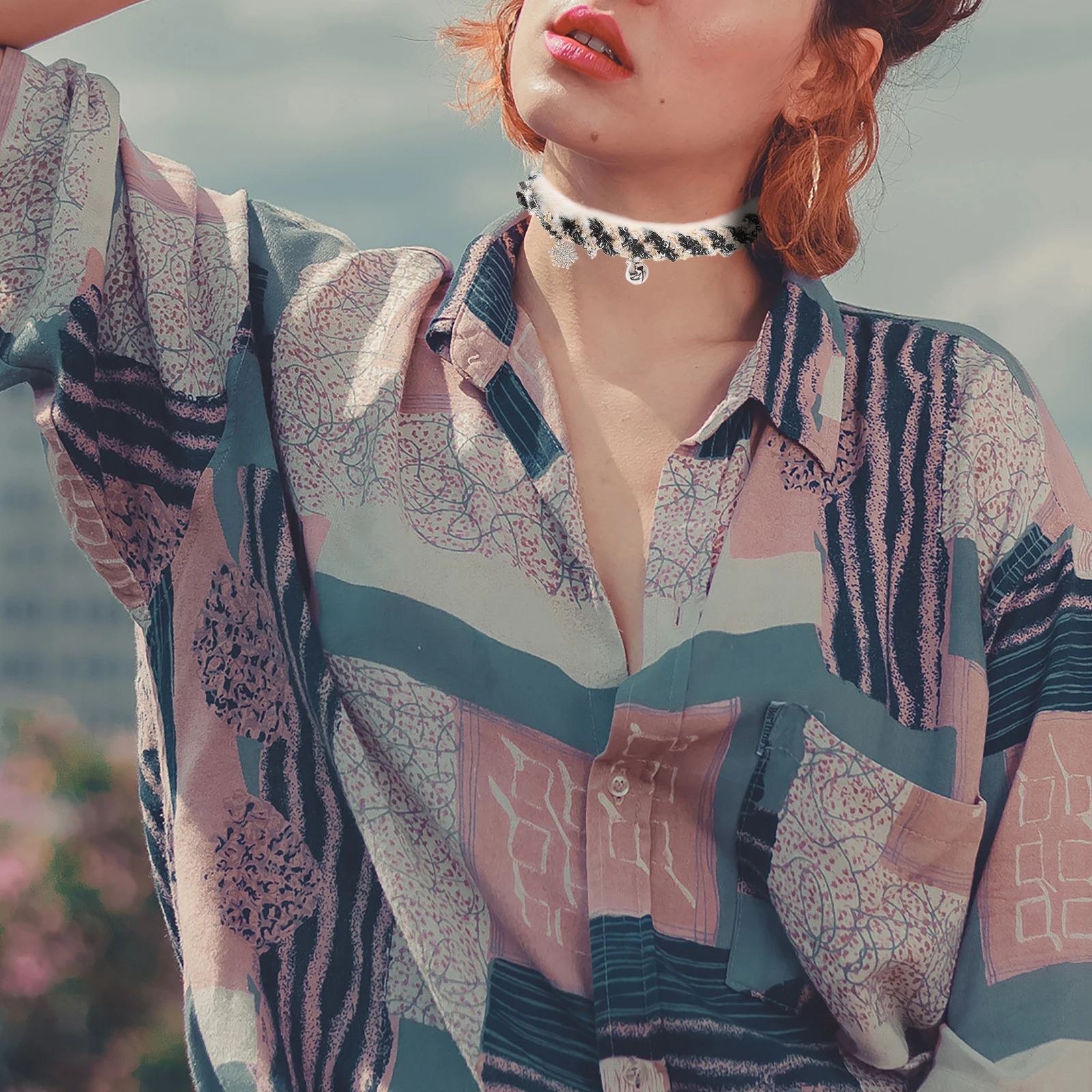 

Snowflake Star Christmas Choker Knitted Color Block Necklace Tassel Pendant Holiday Jewelry for Women Girls Snowflake Jewerly