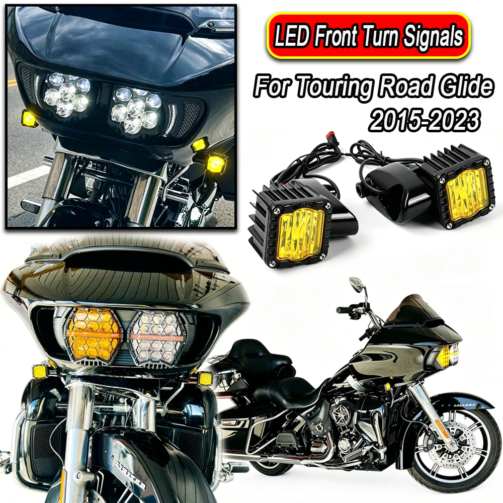 Светодиодные передние указатели поворота Motorcycle Shark Demon для Harley Road Glide 2015-2023 Special Limited FLTRK Ultra CVO/SE FLTRUSE 3 FLTRT