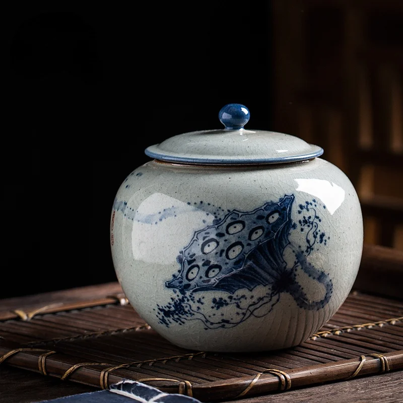 

Large Chinoiserie Tea Caddy 100g Porcelain Spice Storage with Lid Tea Caddies Coffee Set Boite A The Kitchen Accessories