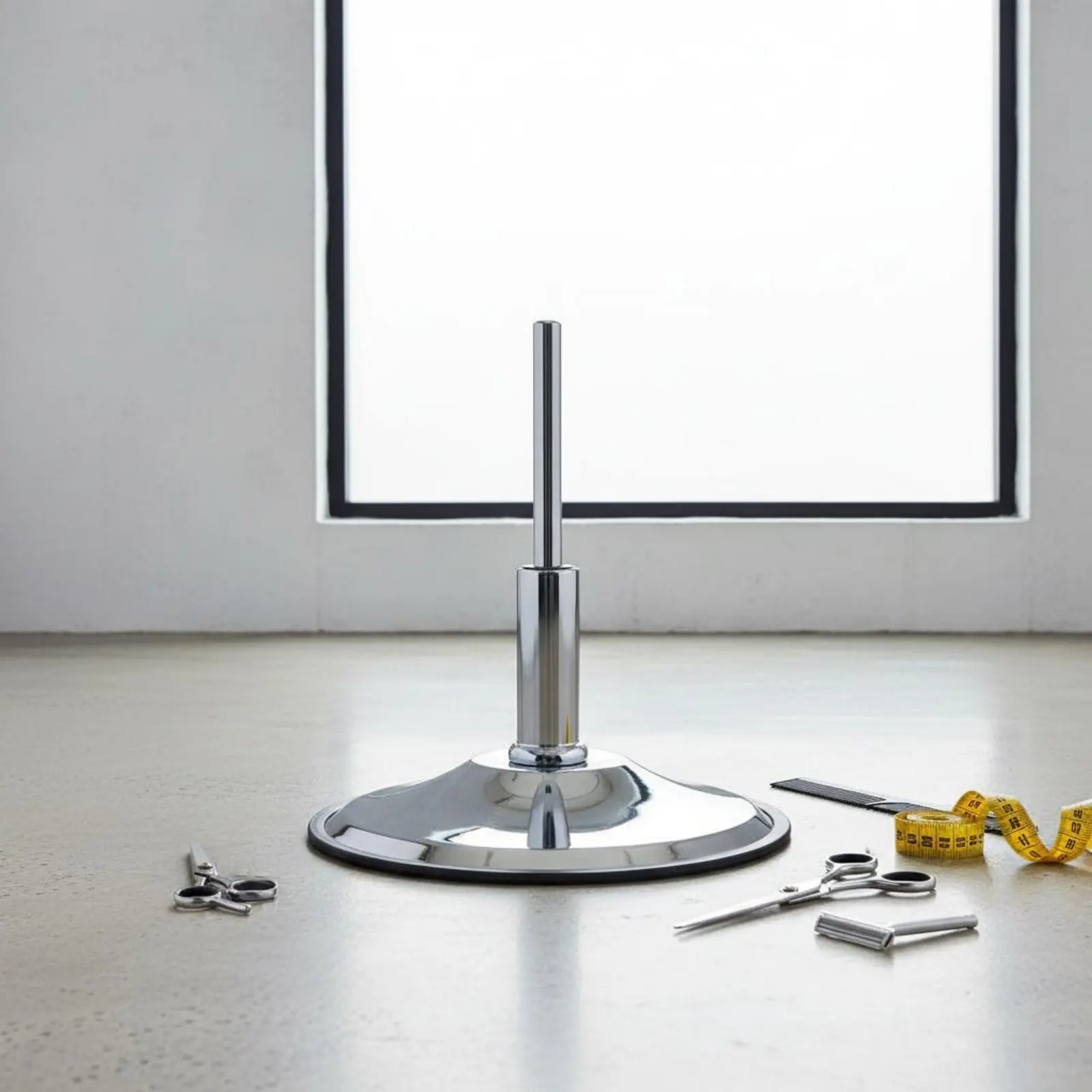 Salon Chair Round Base Polished Silver Finish Haircut Chair Base Furniture Part Anti-Slip Rubber Gasket for Barbers