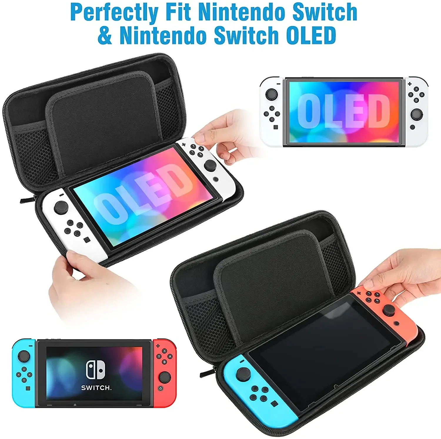 Чехол для переноски, совместимый с Nintendo Switch OLED и Nintendo Switch, Жесткий Чехол, портативный чехол для путешествий (белый)
