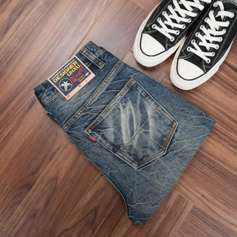 

New autumn men's clothing: heavy-washed tie-dye jeans, non-stretch men's slim straight pants, comfortable to wear