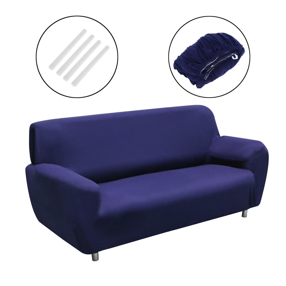 

Anti-Slip Sofa Slipcover Set Thick Dense Fabric for Three-Person Couch Navy Stain Resistant Stretch Cover Couch Protector