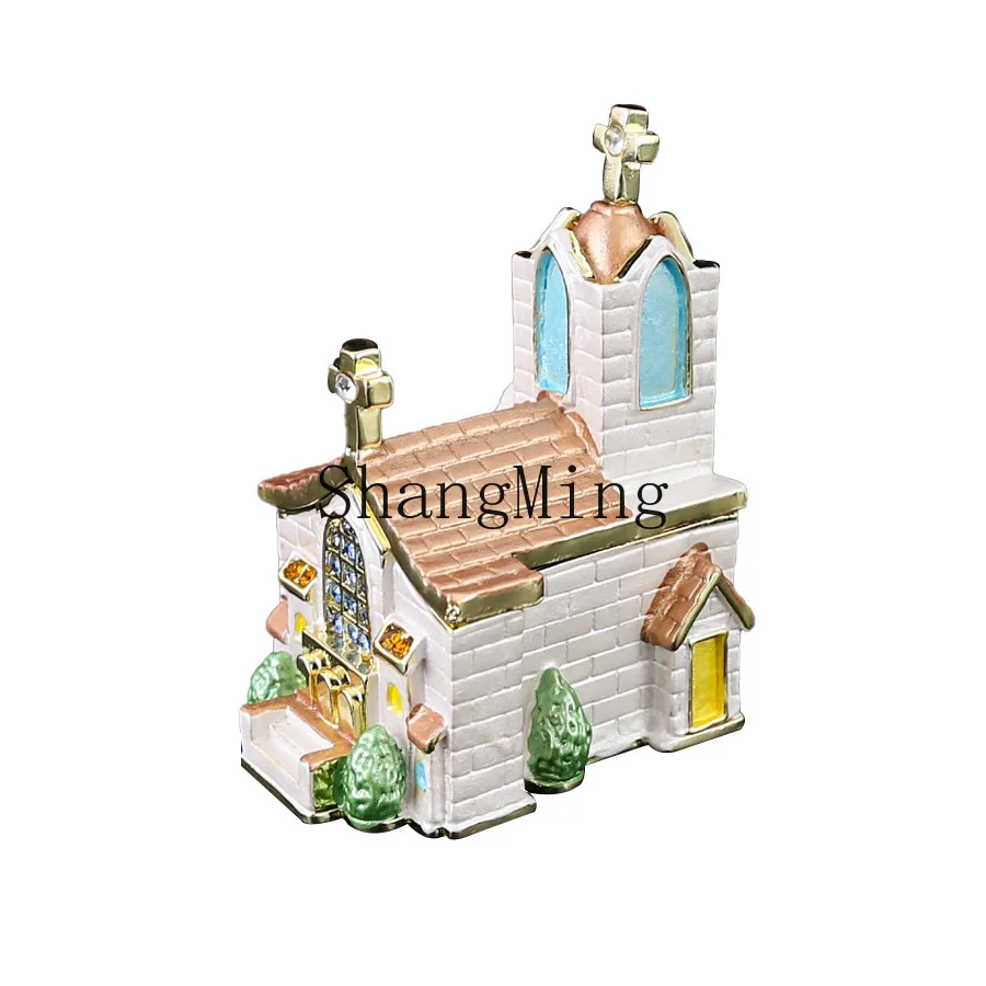 

PYH villa jewelry box flip anti-oxidation home ring box decorative enamel handicraft jewelry box