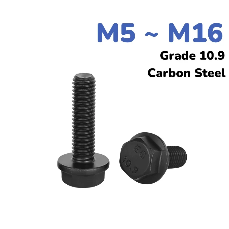 

Grade 10.9 Black M5 M6 M8 M10 M12 M16 Hexagon Head Flange Cap Screws Hex Washer Head Flange Bolts