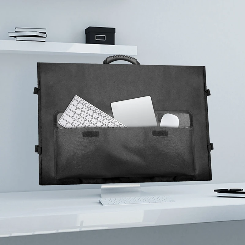 Monitor Carrying Case Computer Monitor Bag With Pockets Adjustable Travel Carrying Case For 24-27In Desktop Monitor