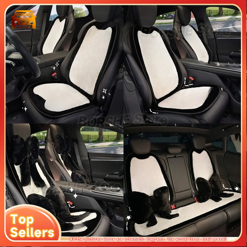 

Universal Seat CoversPlush Car Seat Cushion Winter Warm Heated Car Mat 2025 New Luxury Bow Car Seat Cover