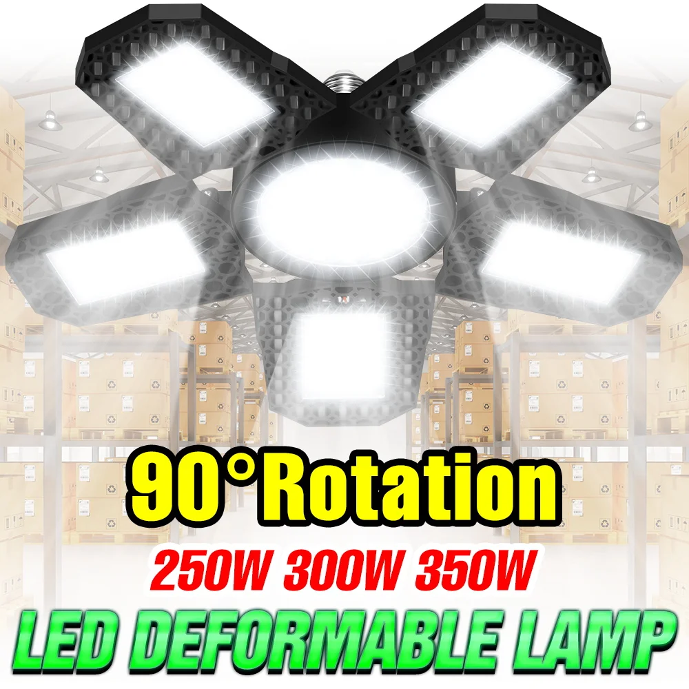 

Светодиодная лампа для гаража 350 Вт, цоколь E27/E26, складная, для внутреннего освещения, 220 В, для парковок, мастерских, складов, подвалов, больших помещений