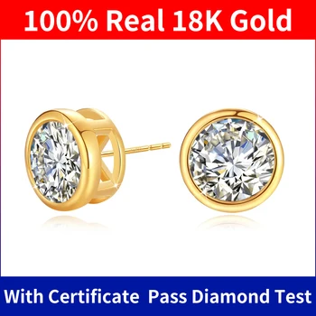 Szakut moissanite earrings 18k gold with certificate 100% real luxury AU750 jewelry for women k gold earring studs trend gifts