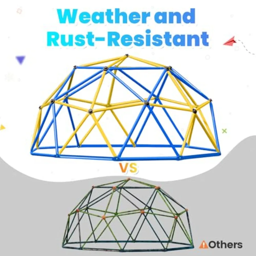 استمتع بالتجربة الممتعة مع The Decagonal Geo Dome Climber - يدعم مجموعة اللعب الخارجية سعة 1000 رطلًا وسهل التجميع (أزرق، 9 أقدام)