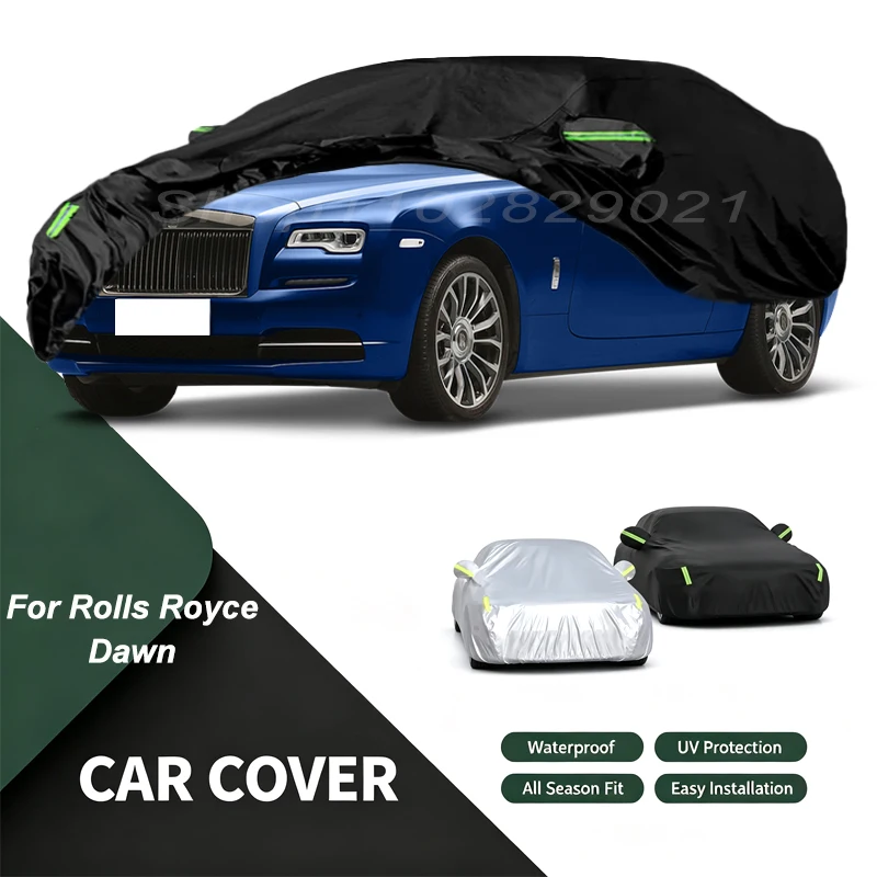 Full Car Cover For Rolls Royce Dawn All Weather Outdoor Snow Sun UV Dustproof with Reflective Strips Wind Straps