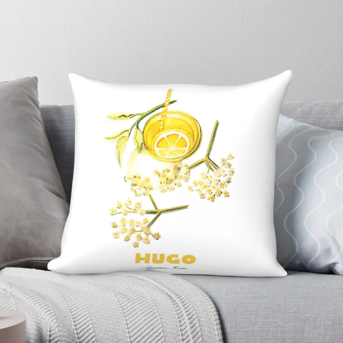 

Hugo Cocktail Pillowcase Polyester Linen Velvet Printed Zip Decorative Throw Pillow Case Bed Cushion Cover