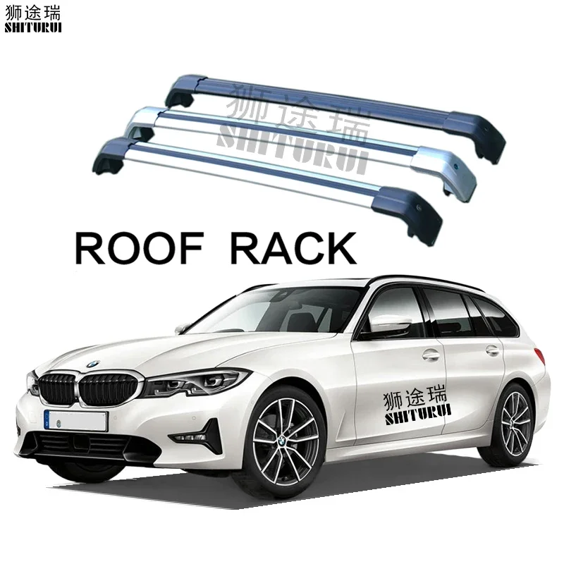 SHITURUI 2Pcs barres de Toit Pour BMW Série 3, 5-dr, 2020 + G21 Latéral En Alliage D'aluminium Transversales Barres De Toit Porte-Bagages