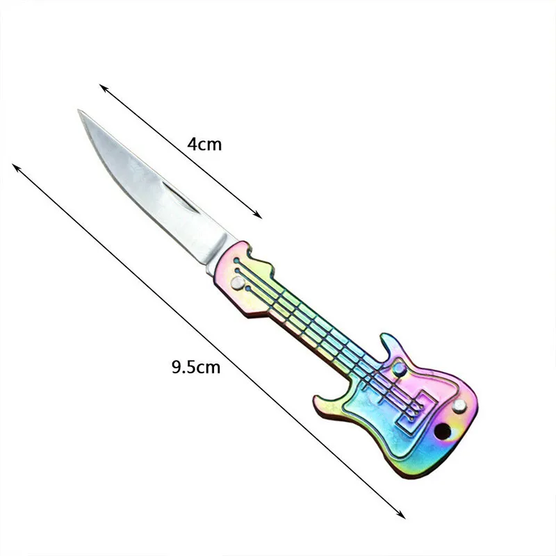 Mini Guitar Knife Pocket Knife Stainless Steel Folding Knife Home Daily Self-Defense Pocket Portable Fruit Knife Christmas Gift