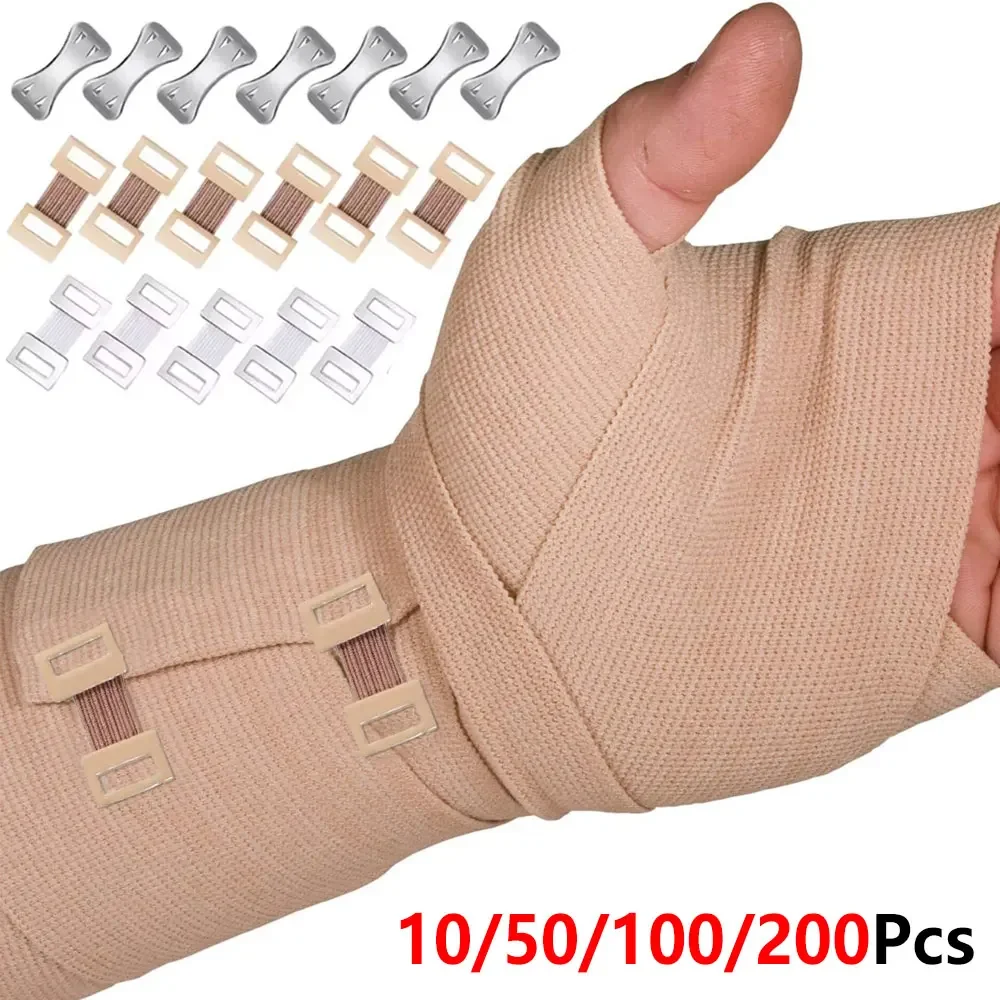 10/50/100/200Pcs Bandage Wrap Clips,Aluminum Alloy Stretch Bandage Fastener Clasps,Reusable Replacement Clips for Crepe Bandages
