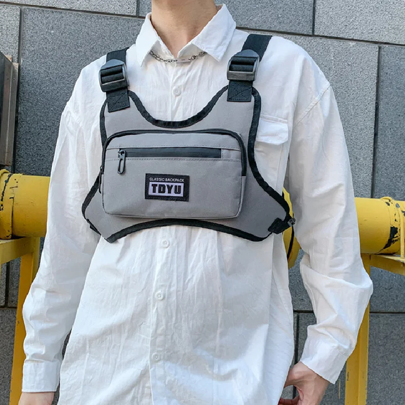 Mochila Oxford de nailon con múltiples bolsillos para hombre, bolso de aparejo para el pecho, chaleco táctico, estilo Hip Hop, novedad de 2024