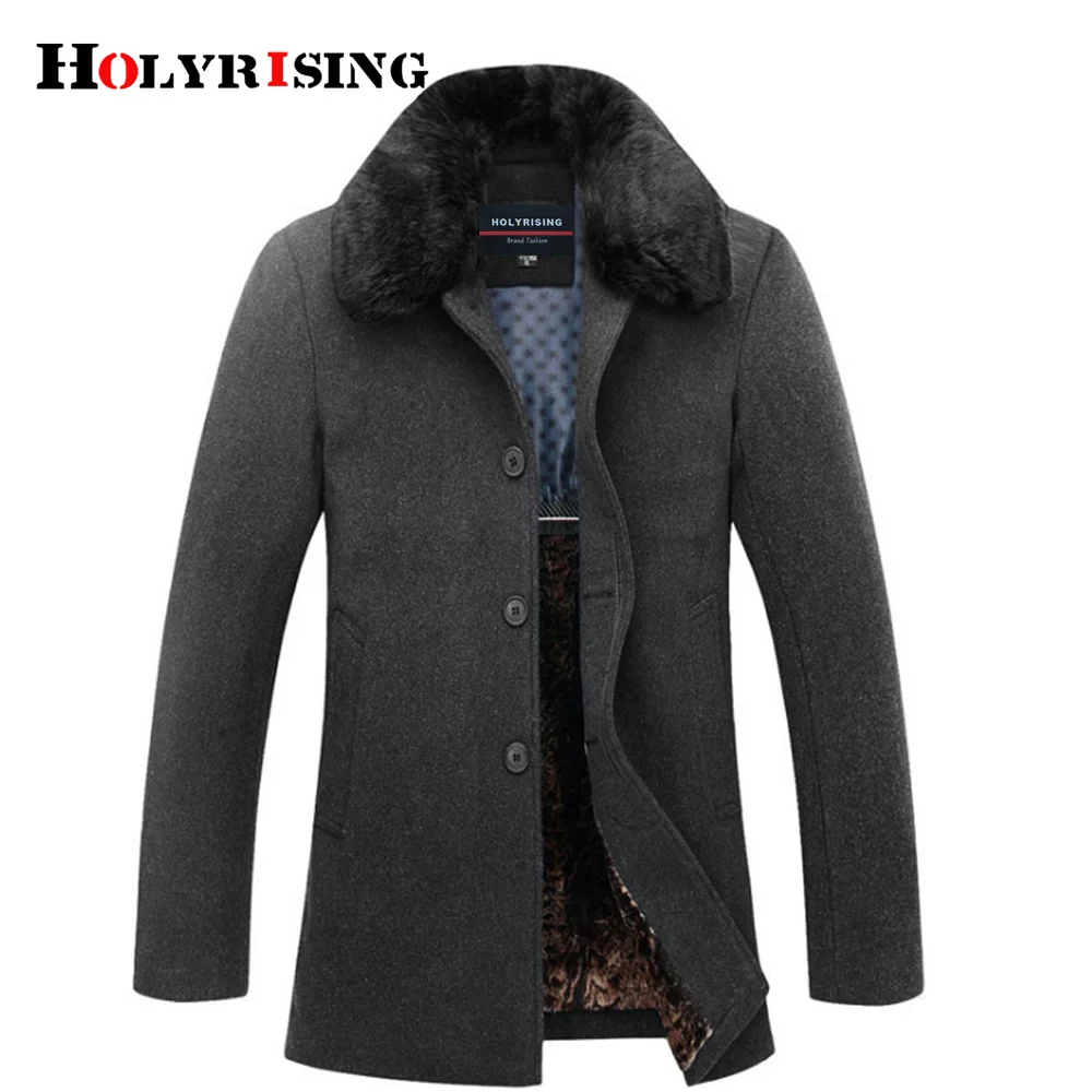 

High quality parka winter autumn self designed thicken Wool fur collar dismountable business man coat M-4Xl size HOLYRISING