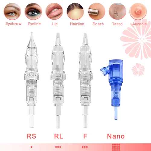 Imagen 2 del producto BMX-agujas desechables para maquillaje permanente, delineador redondo para micropigmentación, tatuaje de cejas, 1/3/5/7RL, 20 unidades