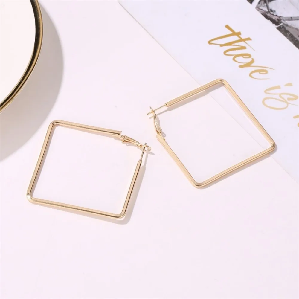 BLIJERY Modern Women's Earrings 2023 Fashion Rhombus Piercing Hoop Earring Gold Silver Color Aesthetic Jewelry Festival Gift New