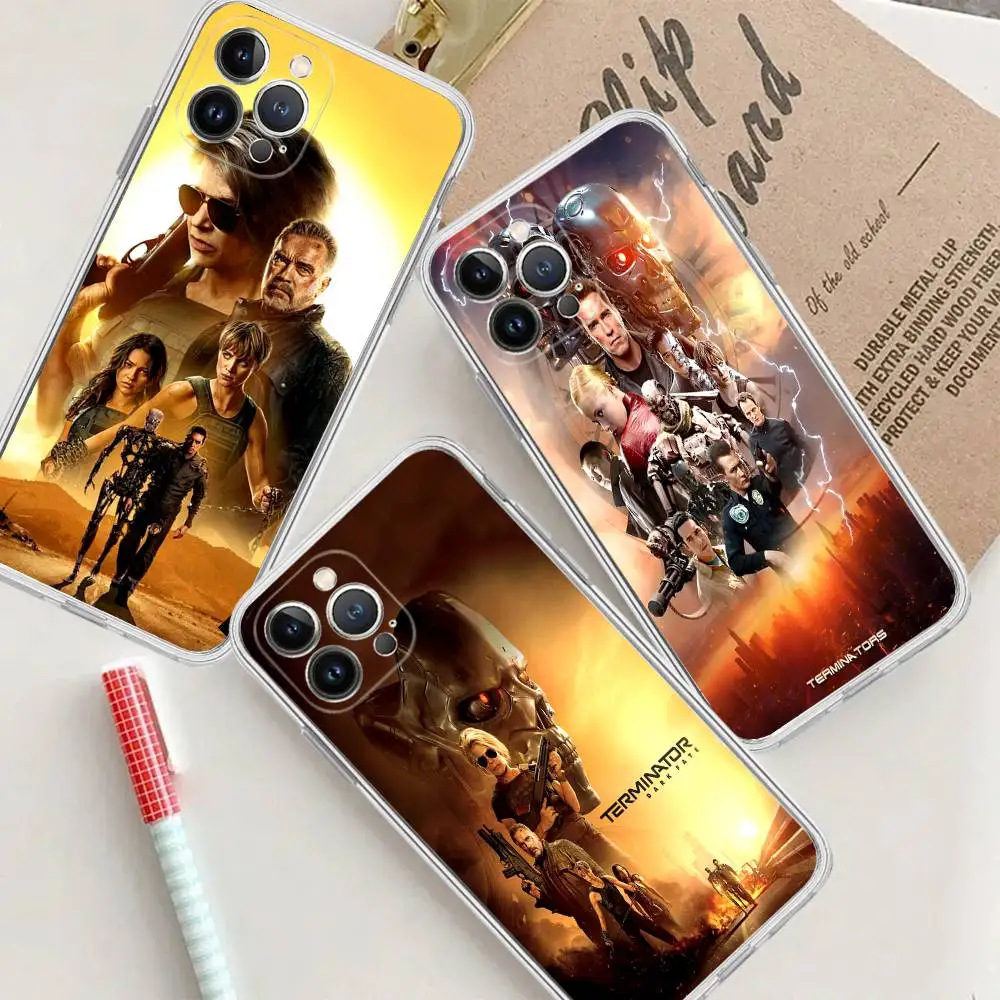 Funda Transparente de TPU Suave para iPhone 17 16 15 14 13 12 11 Pro Max Plus con Diseño de la Película T-Terminator
