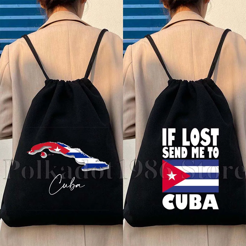 Havana Cuba Country Map Flag Cute Canvas Drawstring Bag Fashion Soccer Backpack Gym Cotton Sackpack Gifts Sports Yoga String Bag