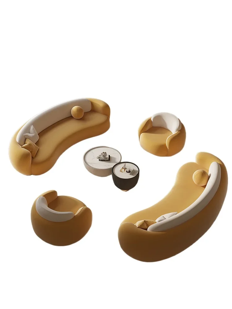 Curved special-shaped sofa simple light luxury B & B beauty salon clothing store office rest area reception