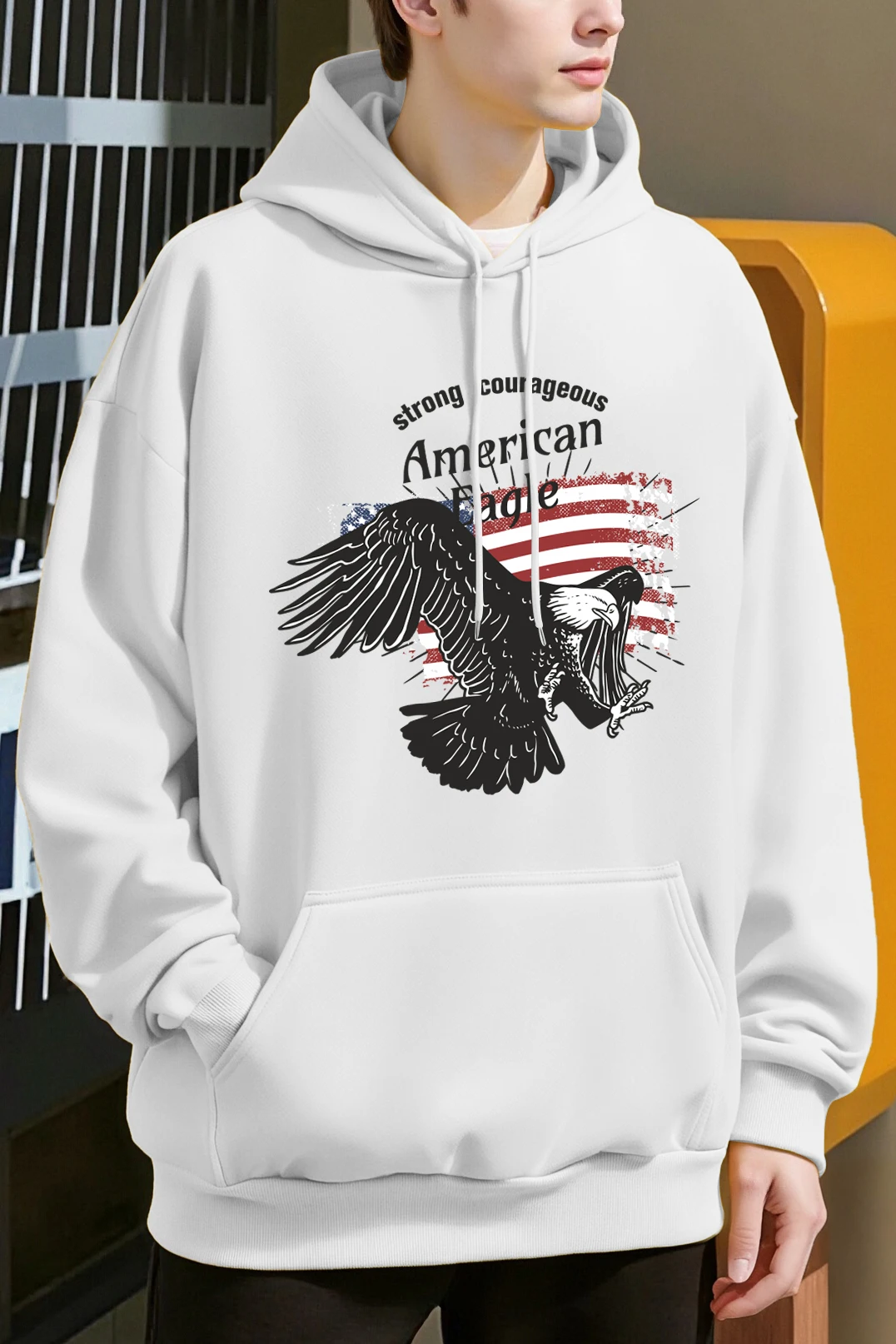 

Мужские повседневные толстовки с принтом «Американский орел», США, флисовая толстовка большого размера, модная одежда, уличная одежда в стиле хип-хоп, универсальная