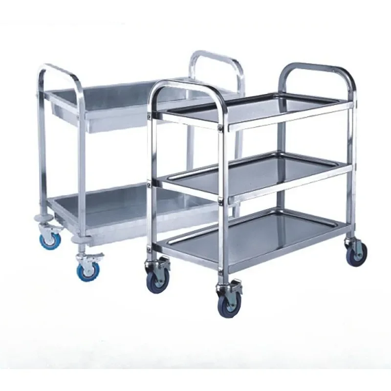 Stainless steel dining cart, three-layer trolley, dining cart, bowl collection cart, second-floor restaurant, food delivery cart