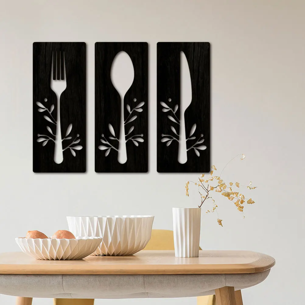 

Wooden Fork Spoon Knife Sign Wall Decor for Kitchen Dining Room Restaurant Basswood Non Odor Corrosion Resistant Home Decor