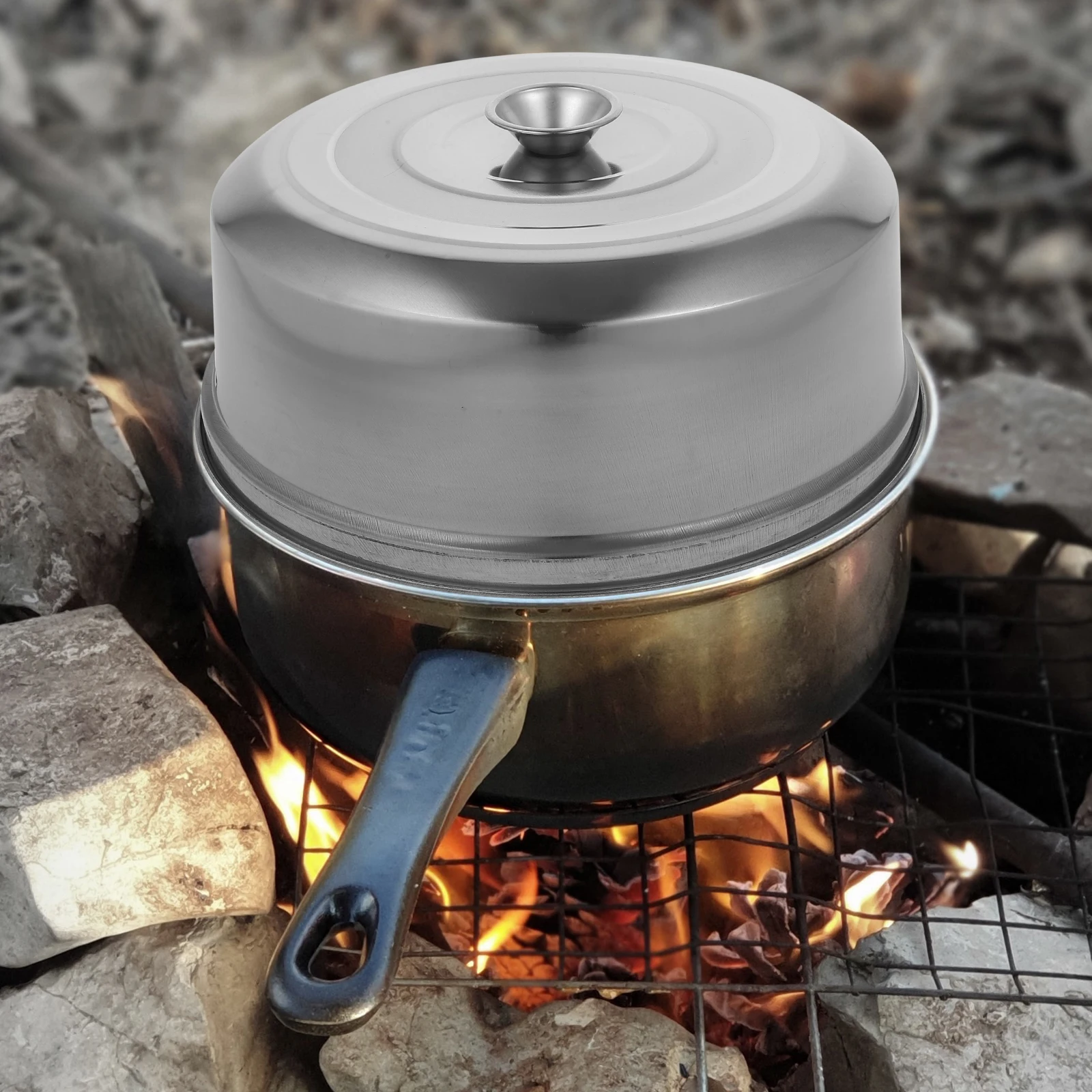 

Steamer Lid Stainless Steel Dome Cover Versatile Pot Lids Griddle Basting Metal Splatter Protector Steam Cookware