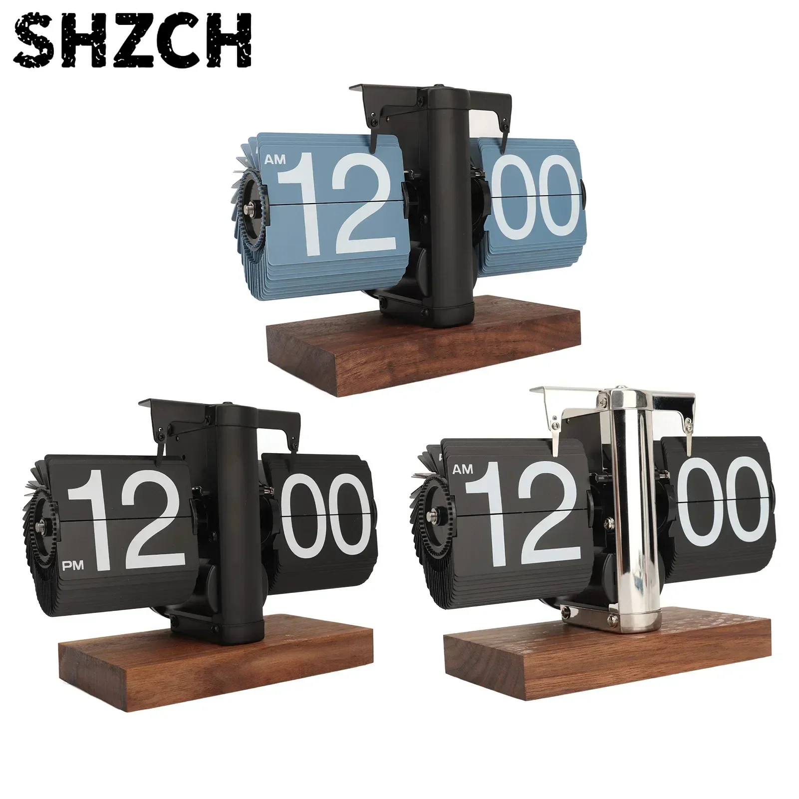 Retro Flip Clock Easy To Read  Base Automatic Digital Flip Down Clock Vintage Battery Operated Mechanical for Office