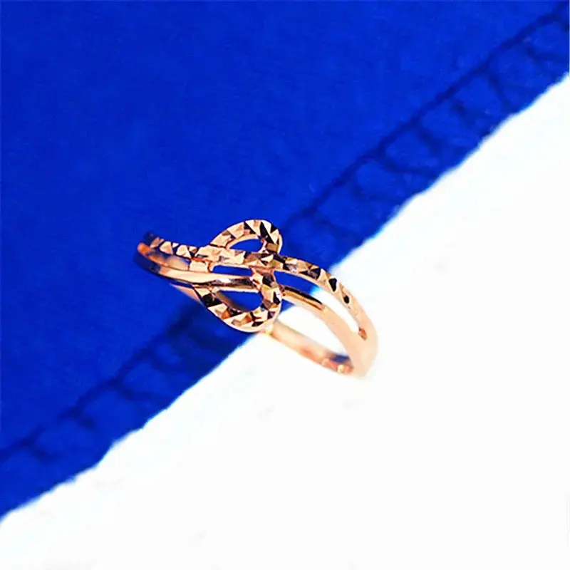 585 Purple Gold Plated 14K Rose Gold Exquisite Geometric Rings For Women Simple Charm Party Jewelry For Girlfriend Gifts