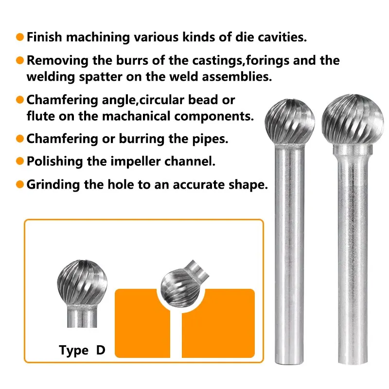 CMCP fresa in carburo di tungsteno incisione CNC file rotanti a taglio singolo con gambo da 6mm per strumenti per la lavorazione del legno in metallo