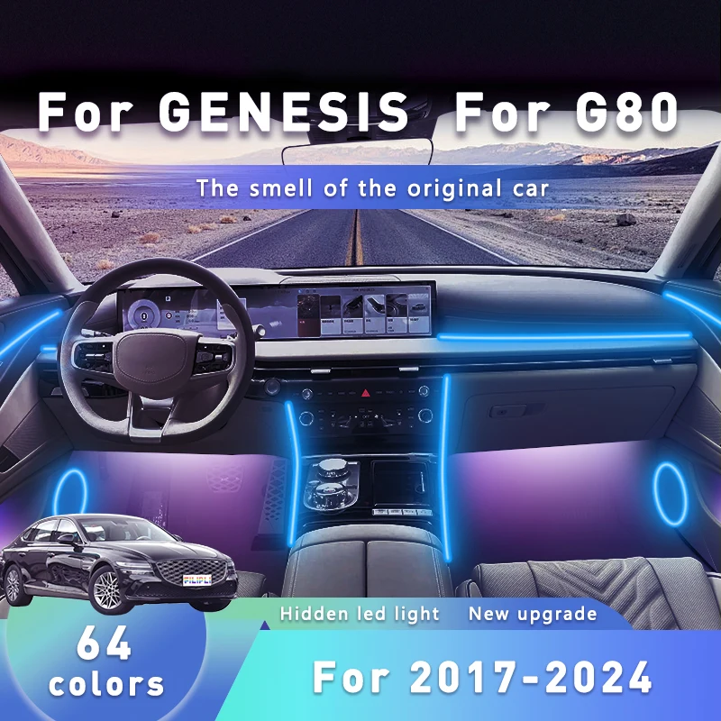 

FILIPLI For GENESIS G80 For 2024 Smart Music Dynamic RGB Light USB 12V Powered RGB LED Strip with Smartphone Sync Auto Dimming