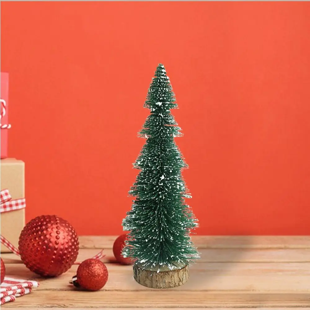 Plastic Mini White Snow Christmas Tree Small Lifelike Christmas Silk Cedar Green DIY Handicraft Artificial Xmas Pine Tree