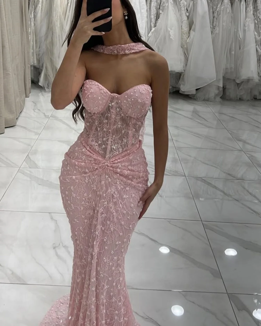 

Customized Fashion Women Lace Beading Pleat Mermaid Evening Dresses Sexy Retro Sweetheart Sleeveless Floor Lenght Prom Dresses