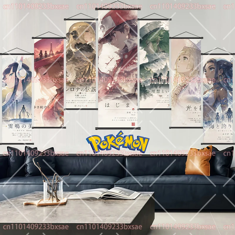 Cuadros Decorativos de Pokémon, Elfos y Entrenadores, Pósters de Anime HD, Decoración de Pared para el Hogar, Cuadros Colgantes, Regalos Creativos para Fiestas